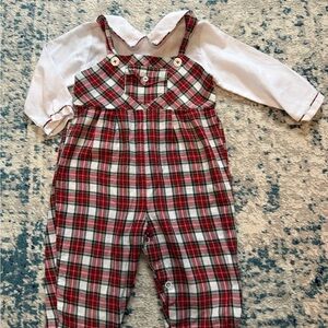 Plaid Red and White Kids Longall/Romper